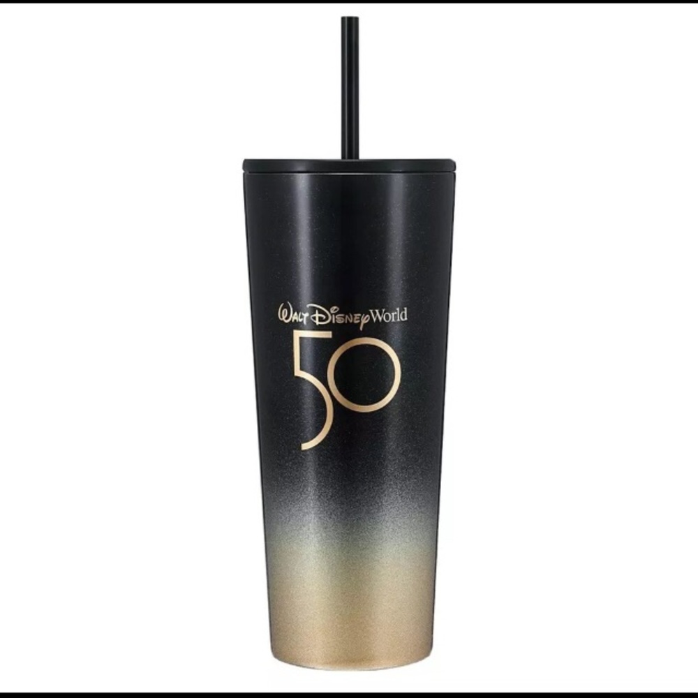 Lux Disney 50th Anniversary Starbucks Luxury Collection Black Gold Metal Tumbler